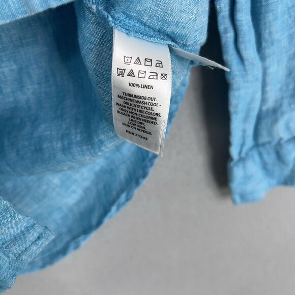 Sigrid Olsen Shirt Womens Small Blue Coastal Cottage Resort Luxury 100% Linen - Picture 14 of 15